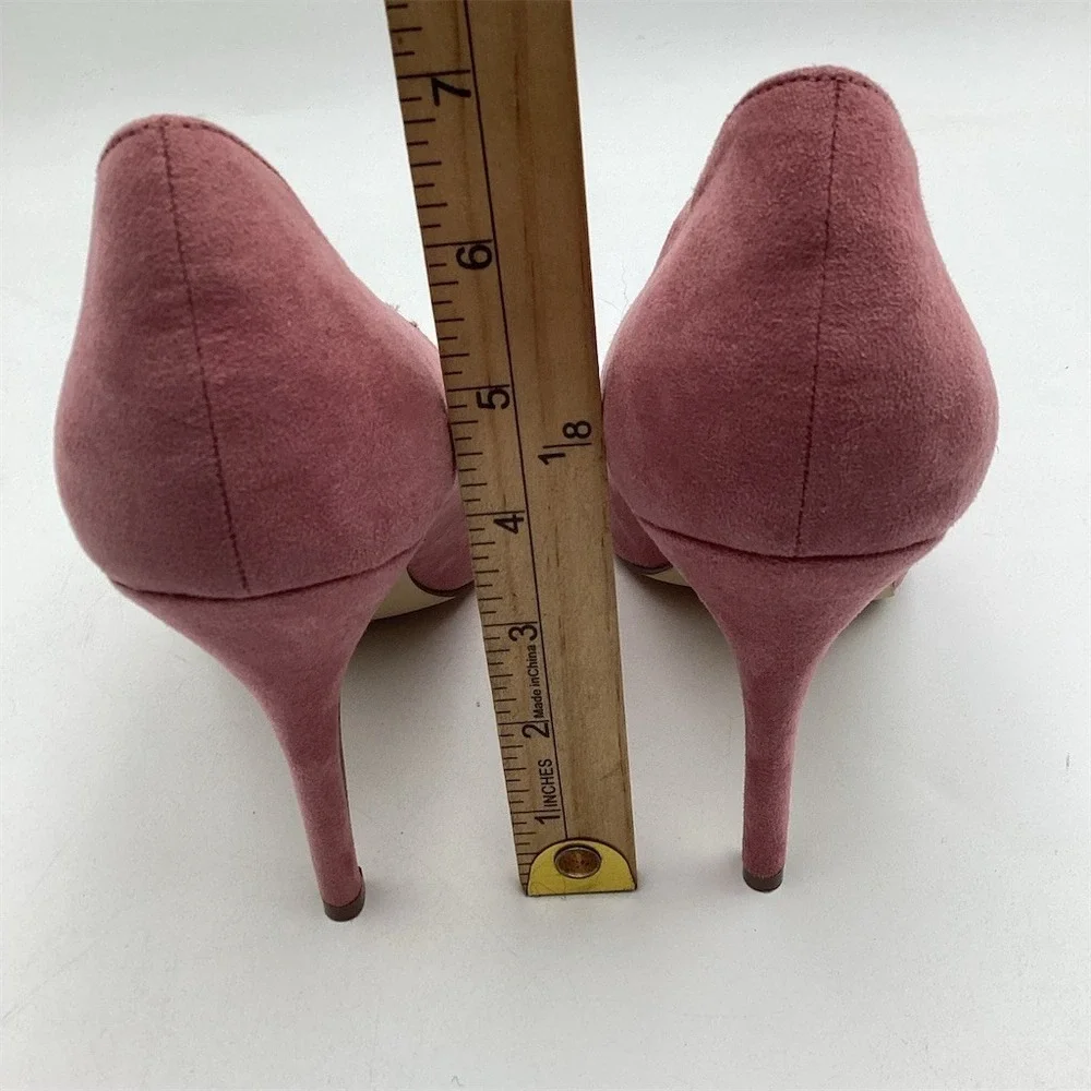 JustFab Womens Pumps‎ Mauve Pink Pointed Toe Stiletto Slip On Scalloped  Size 10